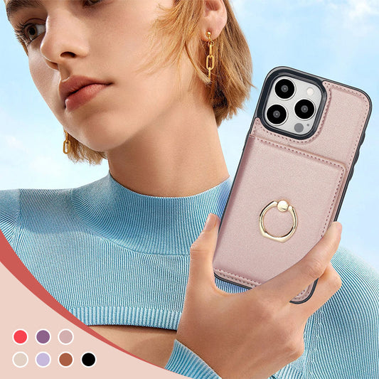 Funda para iPhone de Bloqueo RFID con Anillo y Monedero