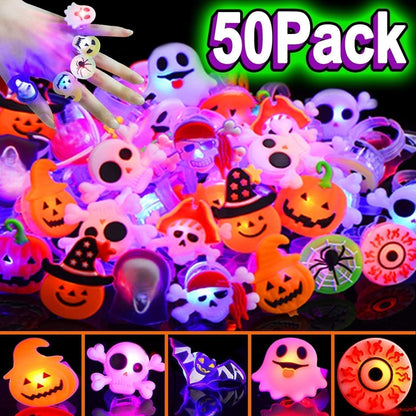 🎁 Anillo Iluminado LED de Halloween 😍 - Juego con 50 piezas