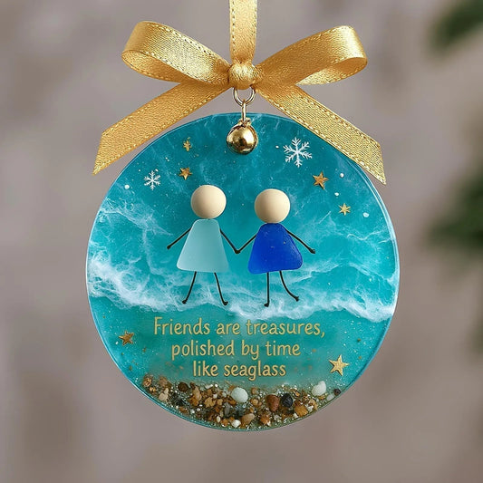 🌊 Adorno Navideño de Vidrio de Mar para la Amistad ✨ Formado por la Naturaleza y Hecho a Mano 💝