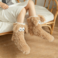 Pantuflas de felpa para mujer, calcetines de suelo para invierno, para el hogar, interiores, gruesos, con forro polar, antideslizantes, para adultos, calcetines de nieve de felpa para mujer, cubrezapatos