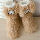 Pantuflas de felpa para mujer, calcetines de suelo para invierno, para el hogar, interiores, gruesos, con forro polar, antideslizantes, para adultos, calcetines de nieve de felpa para mujer, cubrezapatos