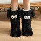 Pantuflas de felpa para mujer, calcetines de suelo para invierno, para el hogar, interiores, gruesos, con forro polar, antideslizantes, para adultos, calcetines de nieve de felpa para mujer, cubrezapatos